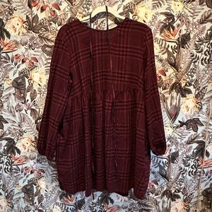 Wild Fable cranberry and black plaid dress with long sleeves - size large